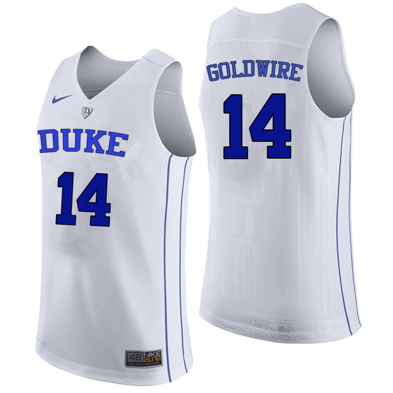 Men Duke Blue Devils #14 Jordan Goldwire College Basketball Jerseys Sale-White